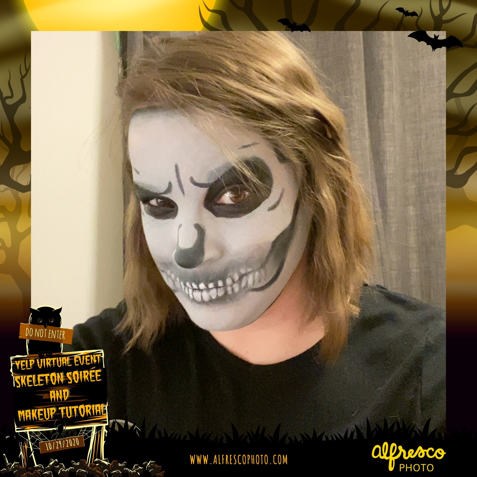 Yelp Skeleton Makeup Tutorial | View more photos from the event at events.alfrescophoto.com/u/AlfrescoPhoto/Yelp-Skeleton-Makeup-Tutorial